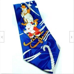 Santa Claus Snowman Christmas Holiday Skiing Tie